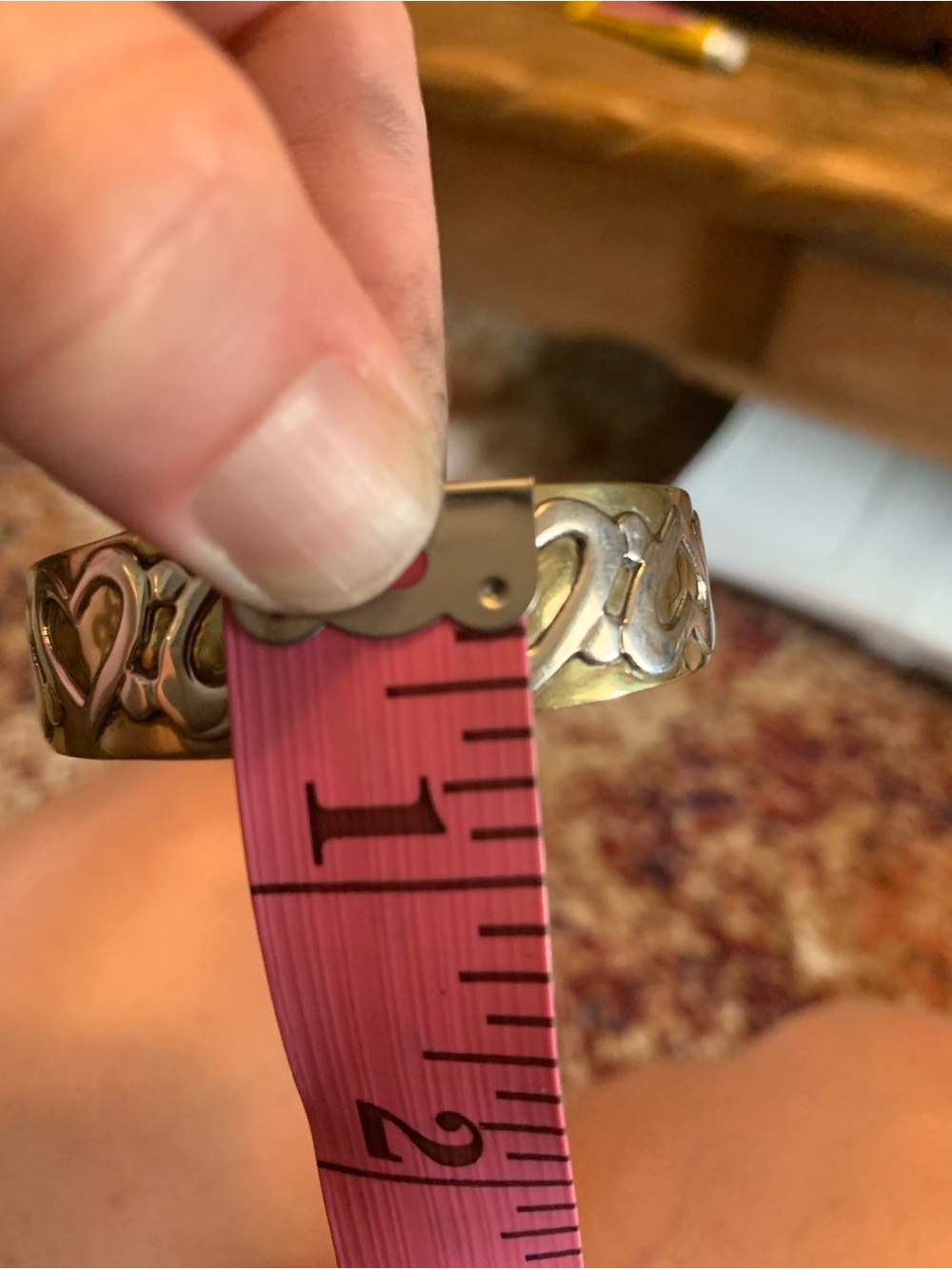 Jeep collins silver and brass heart cuff bracelet - Picture 12 of 13